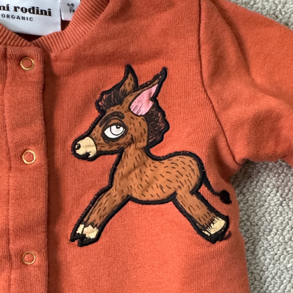 Mini Rodini Rust One Piece with Deer Patch - Picture 3 of 4